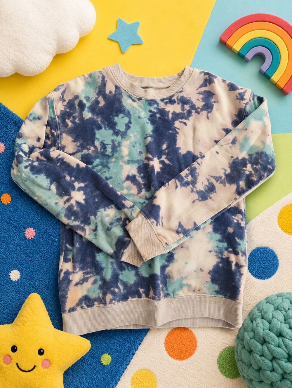 SO Tie-Dye Sweatshirt in Blue & Mint